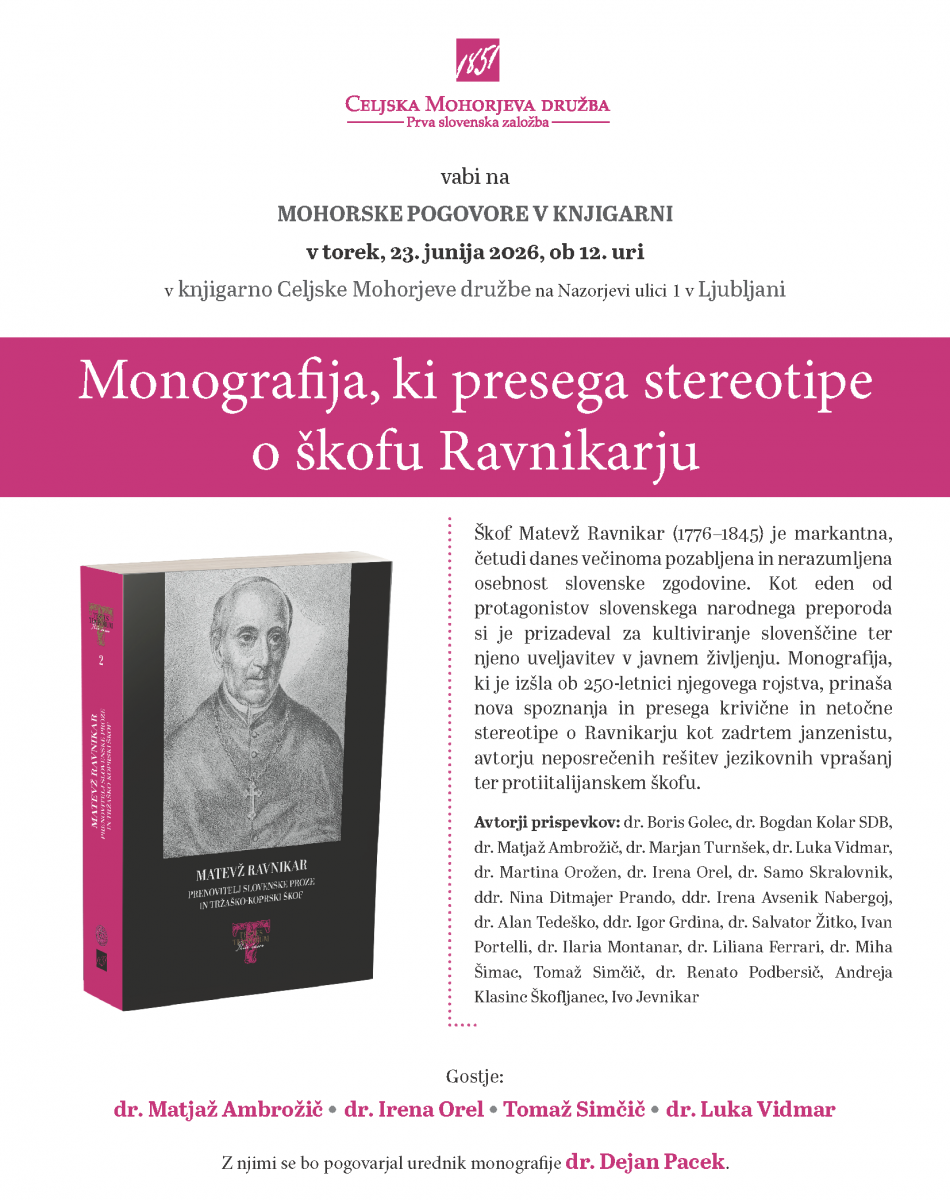 Predstavitev znanstvene monografije o Matevžu Ravnikarju